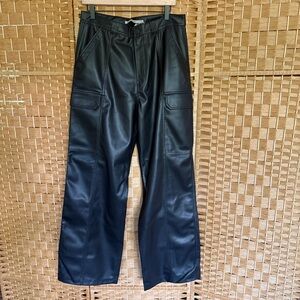 Hudson - High Rise Wide‎ Leg - Black Cargo - Women's Size 32 - Faux Leather